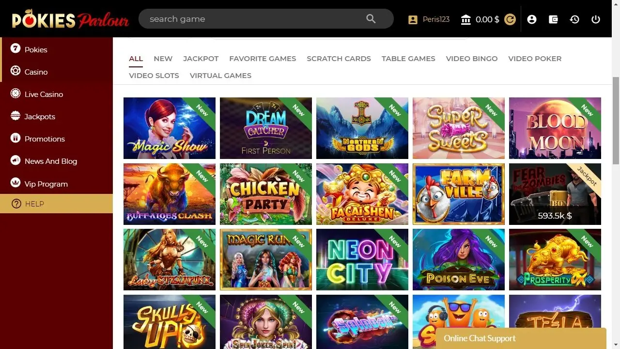 Pokies Parlour Online Casino Games